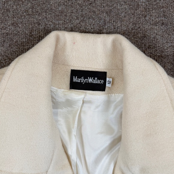 Vintage Marilyn Wallace Ivory 100% Wool Long Double Breasted Overcoat Women’s 12 - Picture 6 of 15
